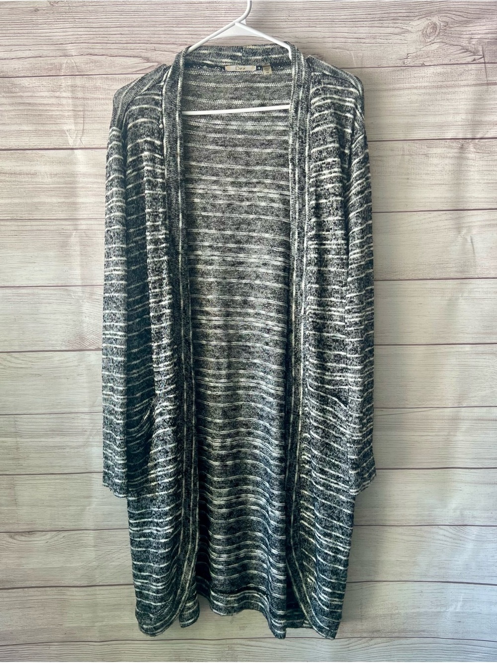 Dex Black & White Marled Open-Front Cardigan